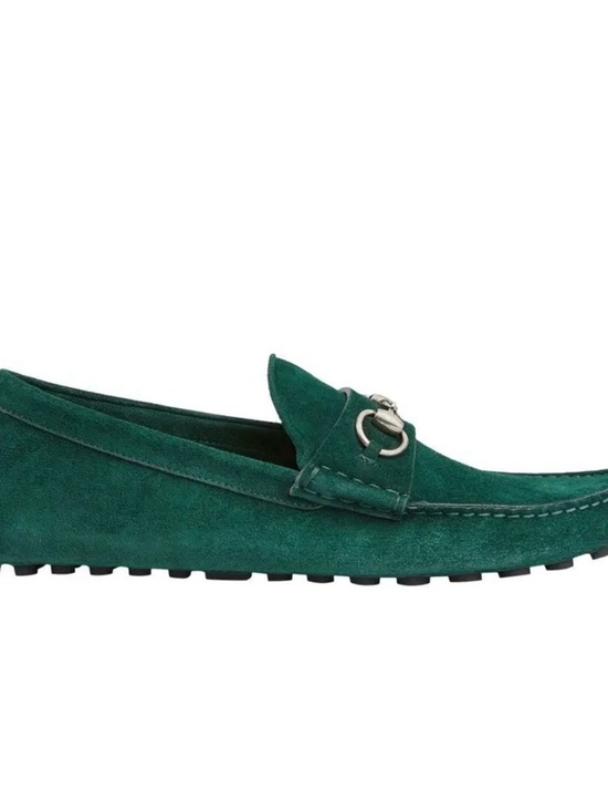 NEW Men’s Gucci Emerald Green Suede Horsebit Driver Loafers US M7.5/8 & W9.5-10